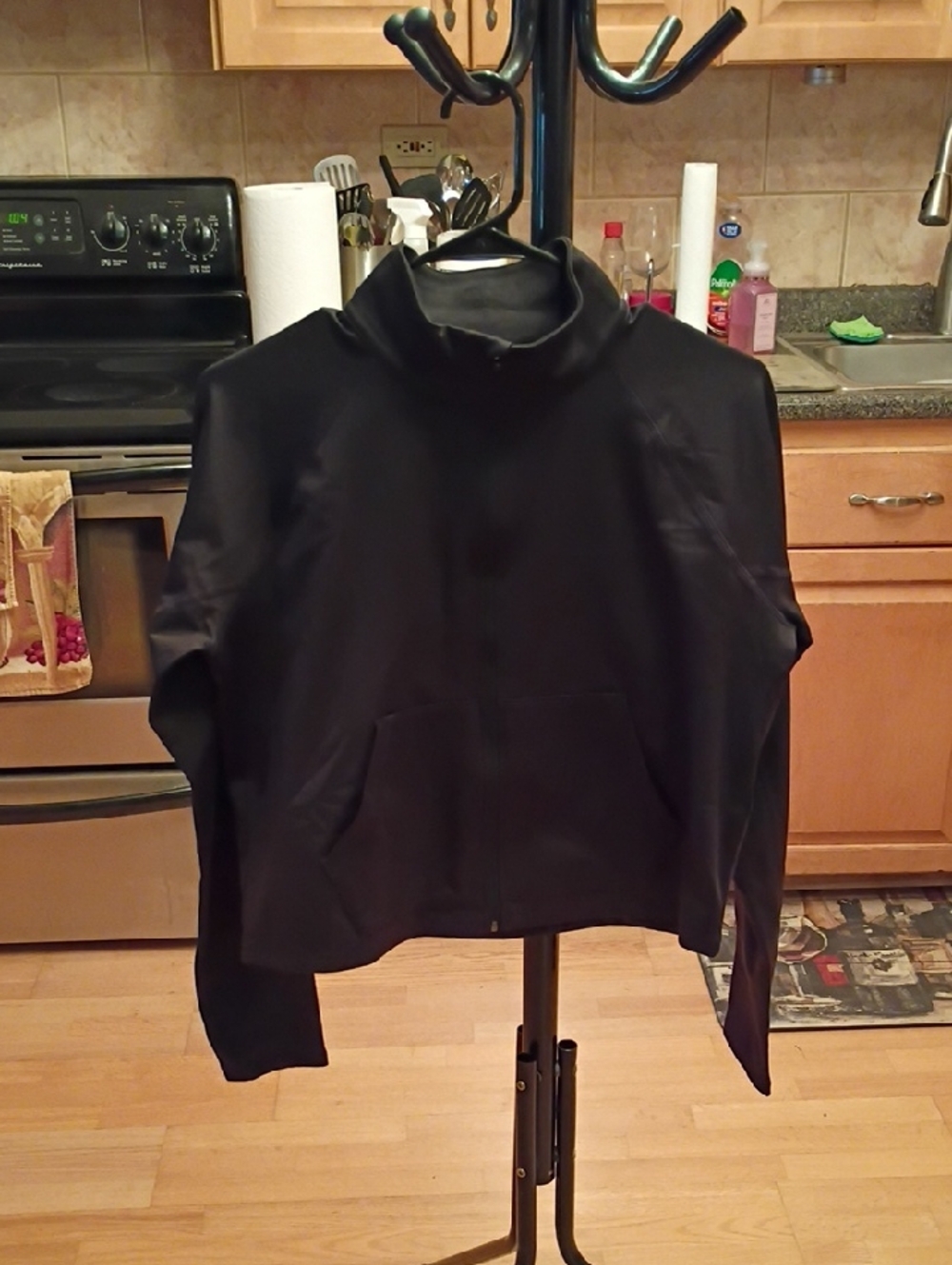 Zella Black Cropped Bomber Pullover with High Neck